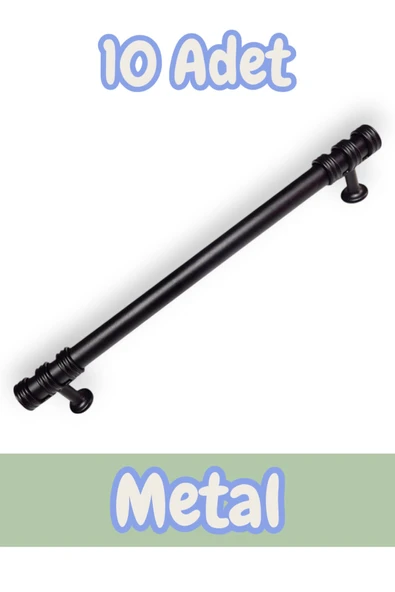 Nesli Alüminyum Metal Lüks Modern Mobilya Çekmece Mutfak Dolabı Kulpu Siyah 160mm (10 Adet)