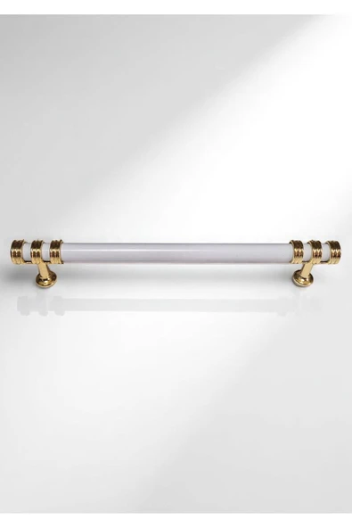 Nesli Alüminyum Metal Lüks Modern Mobilya Çekmece Mutfak Dolabı Kulpu Beyaz-Altın 224mm (5 Adet) - 2