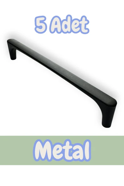 Saray Ağır Alüminyum Metal Lüks Modern Mobilya Çekmece Mutfak Dolabı Kulpu Siyah 160mm (5 Adet) - 1