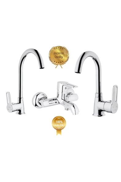 Kare Limra Lavabo,Banyo,Evye Üçlü Set - 1