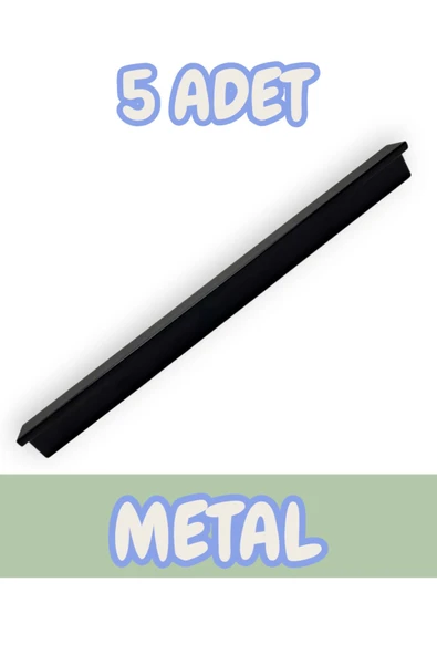 Fulya Alüminyum Metal Lüks Modern Mobilya Çekmece Mutfak Dolabı Kulpu Siyah 96mm (5 Adet) - 1