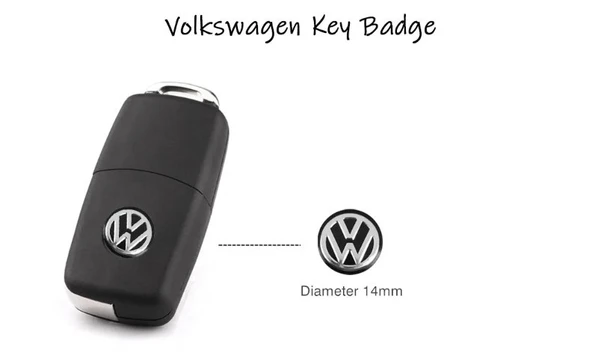 Volkswagen Polo Golf Passat Tiguan Arteon Touareg Caddy Jetta Beetle  Kumanda Logo Çap 14 mm 4 ADET - Resim 2