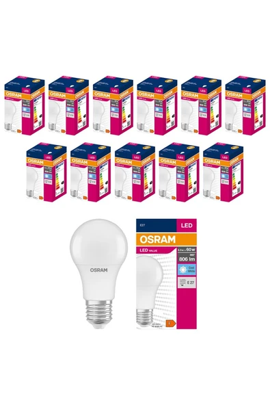Osram Led 8.5W 6500K 806lm E27 Duy Beyaz Işık 12'Li Ampul/ 4099854041570 - 2