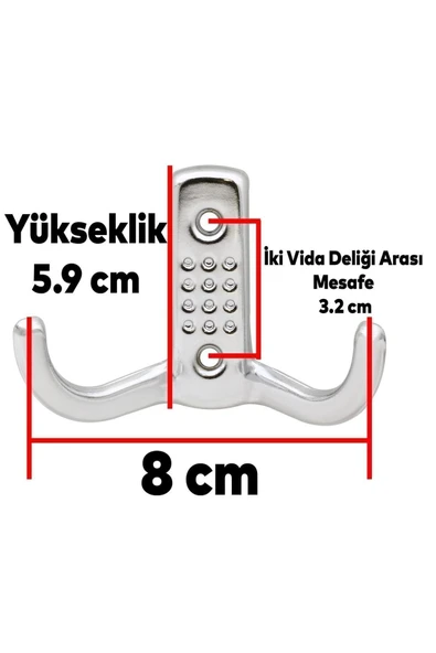 Sucuoğlu Noktalı Askı Portmanto Vestiyer Duvar Dolap Elbise Mobilya Askılığı Metal Askısı Askılık (3 ADET) - 5