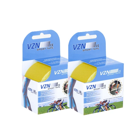 VZN Kinezyo Bandı - Spor Terapi - 5m x 5cm - Suya Dayanıklı - Sarı (2 Kutu) - 2