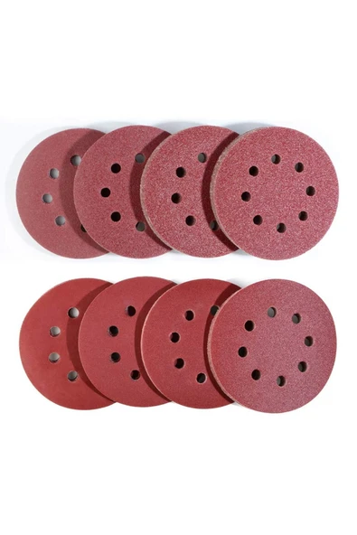 Sucuoğlu 10 Adet 8 Delikli Cırt Zımpara Kağıdı El Zımparaları Seti 125 Mm Avuç Içi Spiral Taşlama (120 Kum)