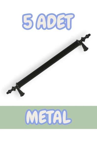 Tuana Rustik Alüminyum Metal Lüks Modern Mobilya Çekmece Mutfak Dolabı Kulpu Siyah 160mm (5 Adet)