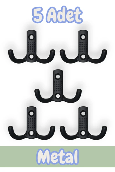 Noktalı Portmanto Vestiyer Duvar Dolap Elbise Askısı Siyah Metal Mobilya Askılığı Askılık (5 Adet) ürün görseli 1