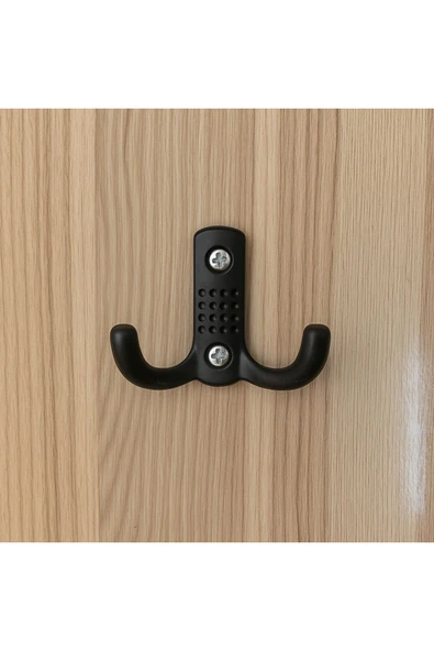 Noktalı Portmanto Vestiyer Duvar Dolap Elbise Askısı Siyah Metal Mobilya Askılığı Askılık (5 Adet) - Resim 2