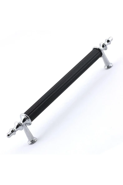 Tuana Rustik Alüminyum Metal Lüks Modern Mobilya Çekmece Mutfak Dolabı Kulpu Siyah-Krom 96mm - 1