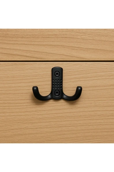 Noktalı Portmanto Vestiyer Duvar Dolap Elbise Askısı Siyah Metal Mobilya Askılığı Askılık (5 Adet) - Resim 3