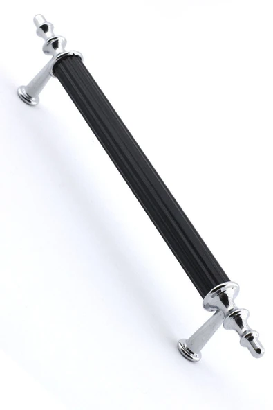 Tuana Rustik Alüminyum Metal Lüks Modern Mobilya Çekmece Mutfak Dolabı Kulpu Siyah-Krom 96mm - 2