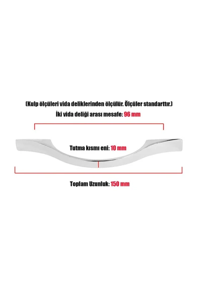Sucuoğlu Eko Sülün Çekmece Dolap Kapak Kulpu Kulbu 96 Mm Parlak Metal Kulp (50 ADET) - 3