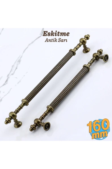 Sucuoğlu Saygın Eskitme Antik Sarı Metal Kulp 160 mm Mobilya Mutfak Dolabı Dolap Çekme Kulbu (1 ADET)