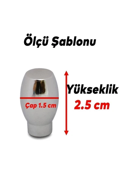 Sucuoğlu Mermi Düğme Kulp Mobilya Mutfak Çekmece Dolap Dolabı Kapak Kulpu Kulpları Kulbu Krom Metal (2 ADET) - 6