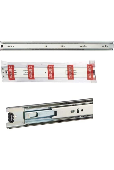 CANEX En 43 mm Teleskopik Bilyalı Çekmece Rayı Kaplamalı - 50 cm (1 Takım)