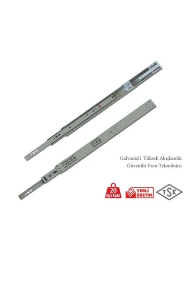 CANEX En 35 mm Frenli Teleskopik Bilyalı Çekmece Rayı - 30 cm (4 Takım)