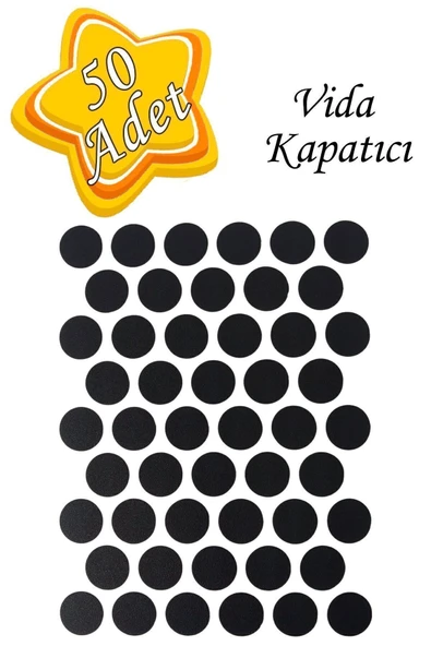 Sucuoğlu Yapışkanlı Vida Gizleme Yapıştırma Vida Tapası Tıpası(50 Adet) - Siyah