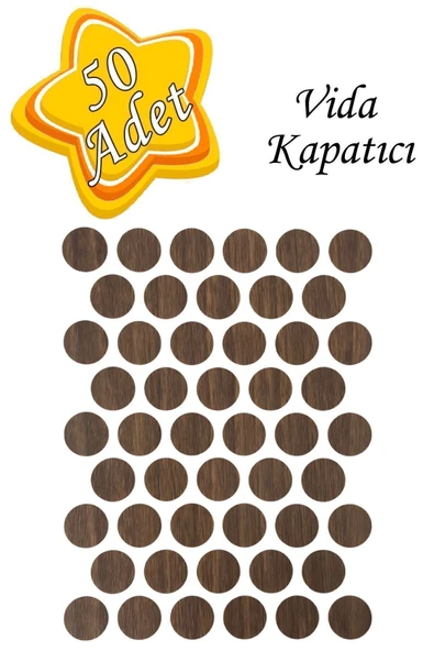 Sucuoğlu Yapışkanlı Vida Gizleme Yapıştırma Vida Tapası Tıpası(100 Adet) - Kahverengi