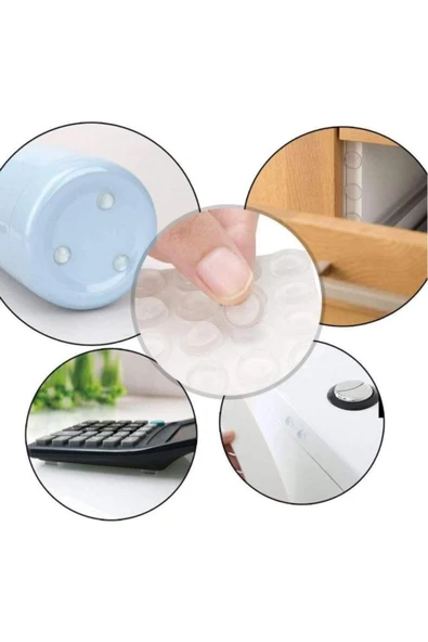 Sucuoğlu Yapışkanlı Mini Silikon Ses Stoperi Çekmece Dolap Kapağı Şeffaf - 10 Mm -50 Adet - 8