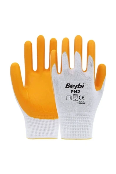 Beybi Pn2 Sarı Polyester Örme Nitril Eldiven No:10 (10 Adet) XL - 3