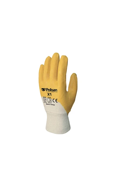 Polisan X1 Sarı Polyester Örme Nitril Eldiven No:10 (1 Adet) - XL