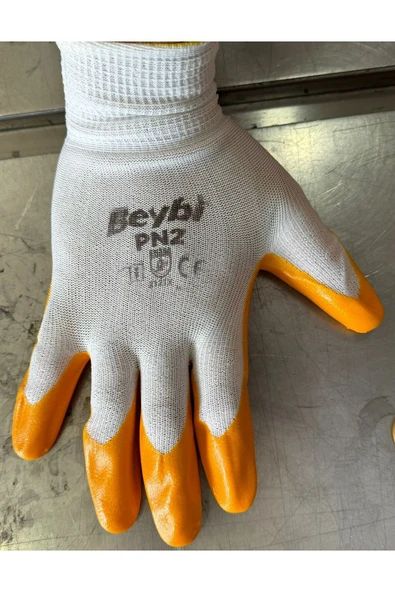 Beybi Pn2 Sarı Polyester Örme Nitril Eldiven No:9 (3 Adet) - L