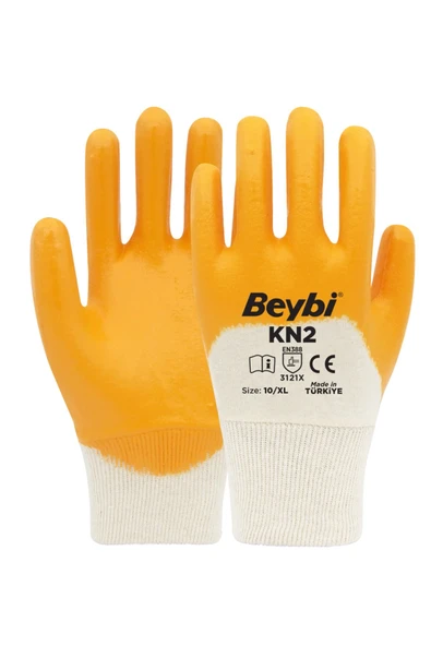 Beybi Kn2 Sarı Polyester Örme Nitril Eldiven No:10 (3 Adet) - XL