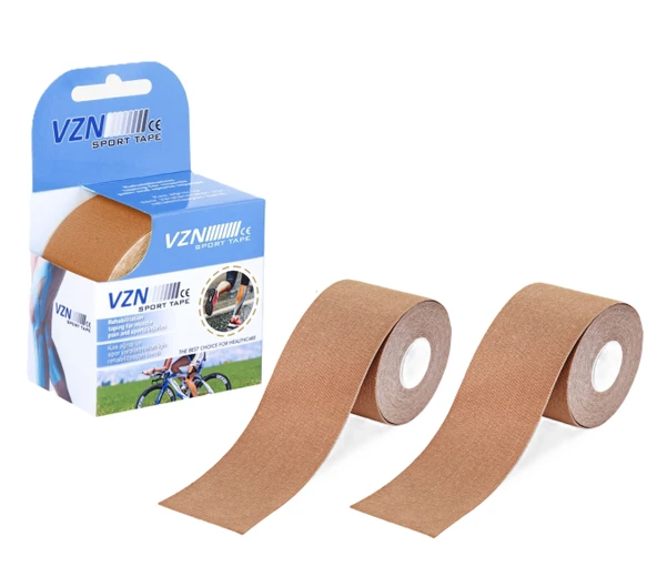 VZN Kinezyo Bandı - Spor Terapi - 5m x 5cm - Suya Dayanıklı - Ten Rengi (2 Kutu)
