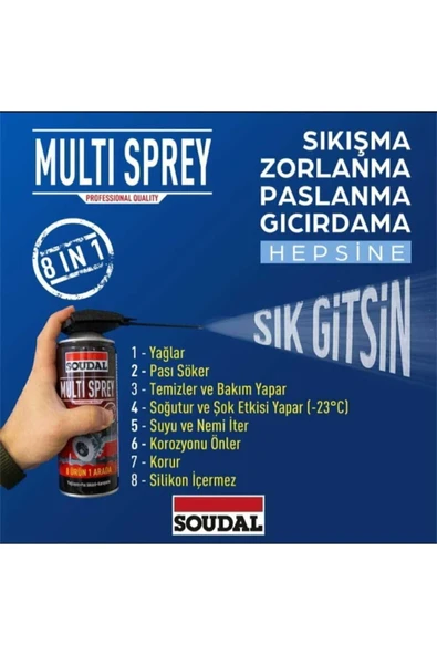 Soudal Pas Sökücü Ve Yağlayıcı Multi Sprey 400 ml (3 adet) - 7
