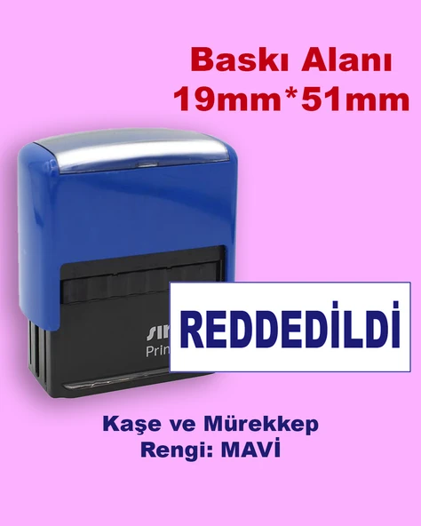 Reddedildi Kaşesi, 912 (51x19 mm) Mavi Keçeli Otomatik Kaşe