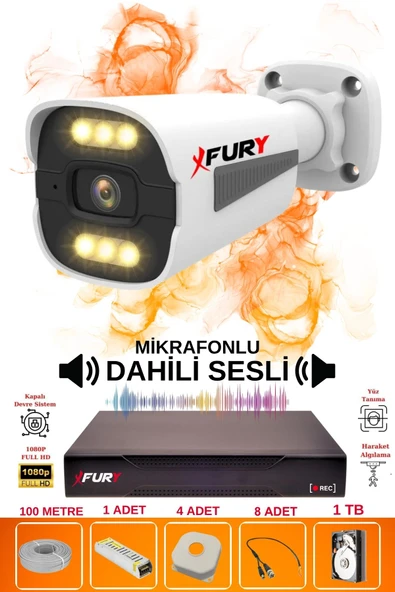FURY 1 li Sesli 6 Warm Led Gece Renkli Görüş Su Geçirmez Güvenlik Kamerası Seti 1TB ürün görseli