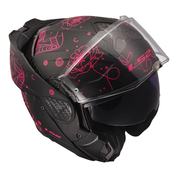 LS2 ADVANT 2 SOPHIA MAT SİYAH-PEMBE KASK - Resim 9