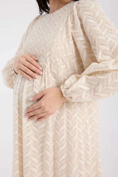 IŞŞIL 34548-Hamile Giyim OverSize Dantel Hamile Elbise - 6