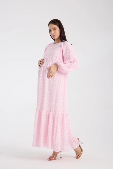 IŞŞIL 34548-Hamile Giyim OverSize Dantel Hamile Elbise - 10