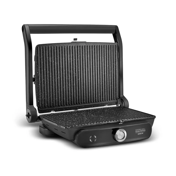 Karaca Gastro Grill Glass Premium 6 Dilim Kapasiteli Döküm Tost Makinesi Black Chrome 2400W - 2