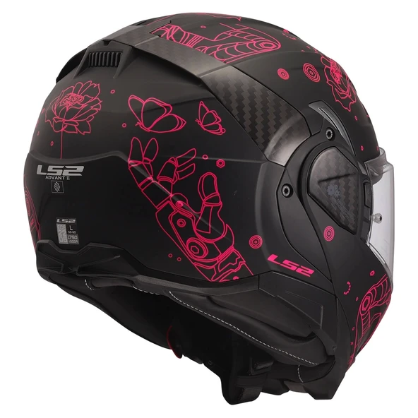 LS2 ADVANT 2 SOPHIA MAT SİYAH-PEMBE KASK - Resim 5