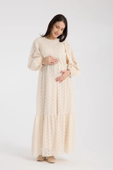 IŞŞIL 34548-Hamile Giyim OverSize Dantel Hamile Elbise - 3