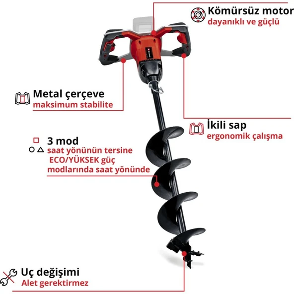 EİNHELL TOPRAK BURGU MAKİNESİ SOLO AKÜLÜ GP-EA 18/150 Lİ BL - 3