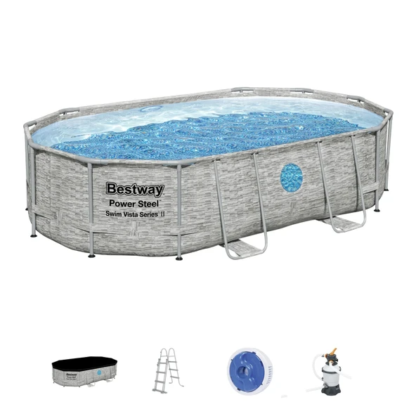 Bestway® 56946 Power Steel™ Vista Serisi 2- Prefabrik Yer Üstü Havuz Seti 4,88 m x 3,05 m x 1,07 m