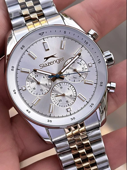 Slazenger Kasa Ve kordon Çelik 2 Yıl Garantili 10 Atm Fonksiyonları Aktif Erkek Kol Saati E.1934.M3 - Resim 3