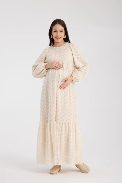 IŞŞIL 34548-Hamile Giyim OverSize Dantel Hamile Elbise - 2