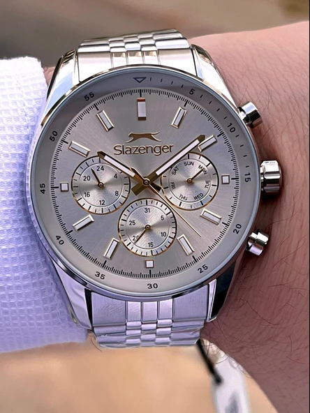 Slazenger Kasa Ve kordon Çelik 2 Yıl Garantili 10 Atm Fonksiyonları Aktif Erkek Kol Saati E.1934.M2 - Resim 3