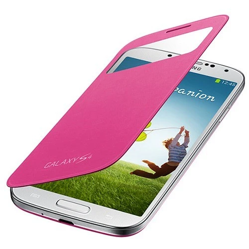 Samsung i9500 Galaxy S4 Orjinal S View Cover Kılıf - Pembe EF-CI950BPEGWW - Resim 4