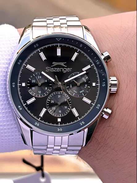 Slazenger Kasa Ve kordon Çelik 2 Yıl Garantili 10 Atm Fonksiyonları Aktif Erkek Kol Saati E.1934.M1 - Resim 3