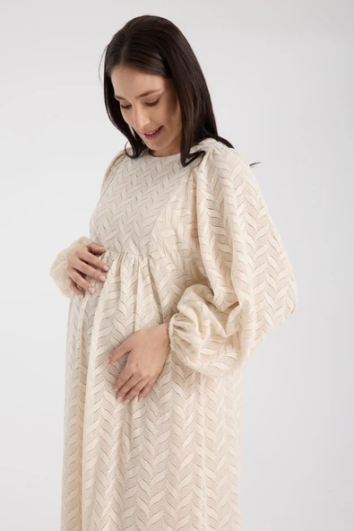 IŞŞIL 34548-Hamile Giyim OverSize Dantel Hamile Elbise - 5