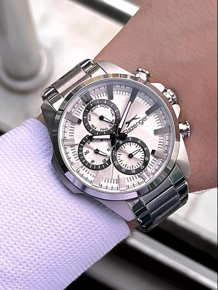 Slazenger Kasa Ve kordon Çelik 2 Yıl Garantili 10 Atm Fonksiyonları Aktif Erkek Kol Saati E.2570.M1 - Resim 2