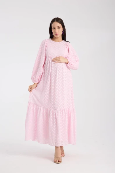 IŞŞIL 34548-Hamile Giyim OverSize Dantel Hamile Elbise - 9