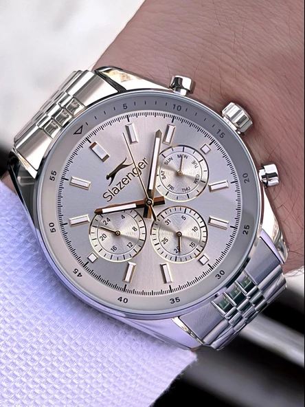 Slazenger Kasa Ve kordon Çelik 2 Yıl Garantili 10 Atm Fonksiyonları Aktif Erkek Kol Saati E.1934.M2 ürün görseli