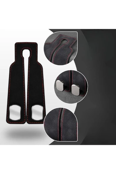 1 Adet Deri Araç İçi Koltuk Başlık Arkası Metal Kancalı Askı Çanta Elbise Askısı Oto Telefon Tutucu